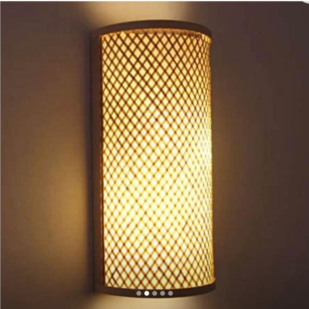 Boho, bamboo, sconce/lighting. New in box.